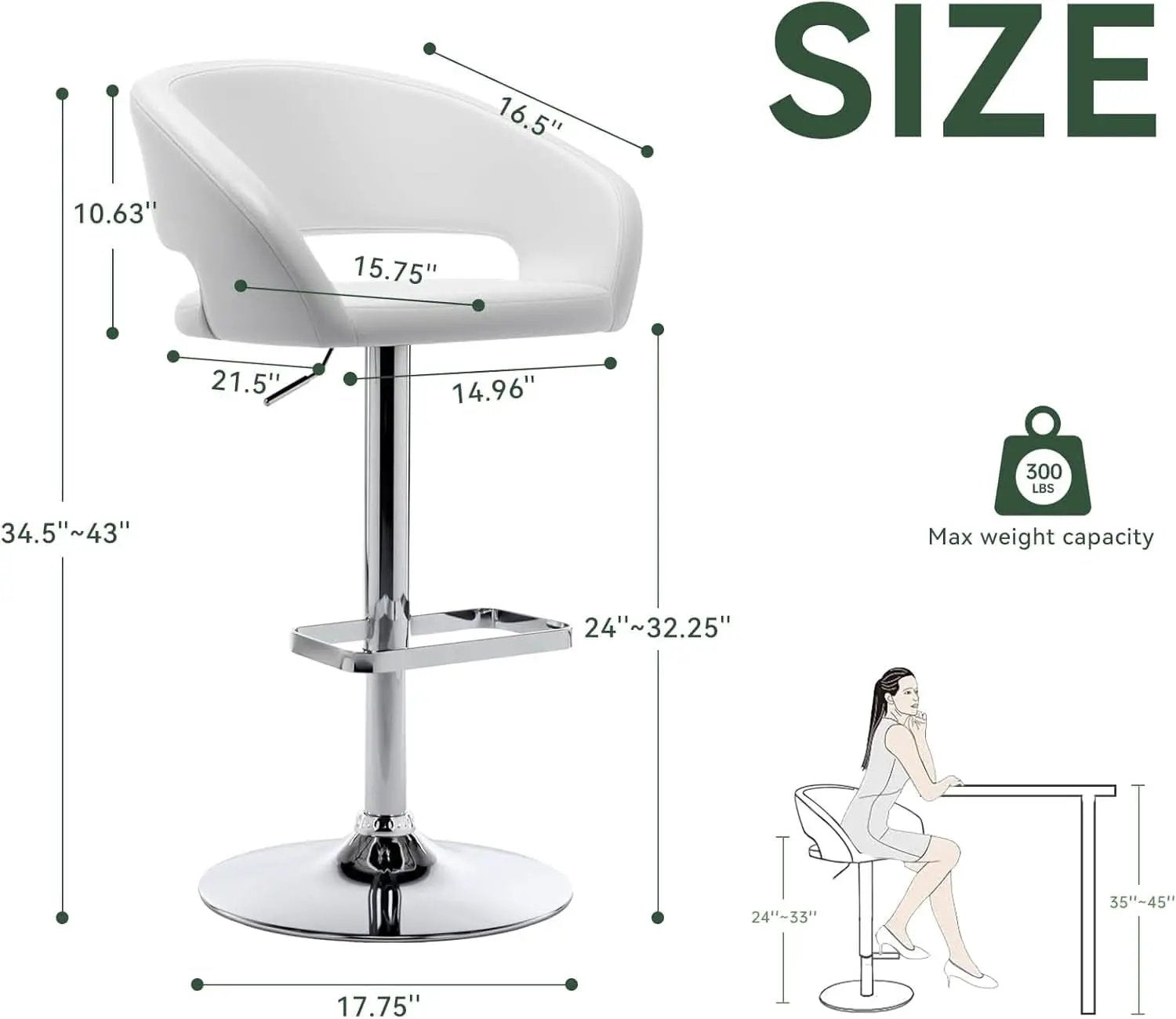 Adjustable Swivel Bar Stool with Arms and Footrest from PriceLows™