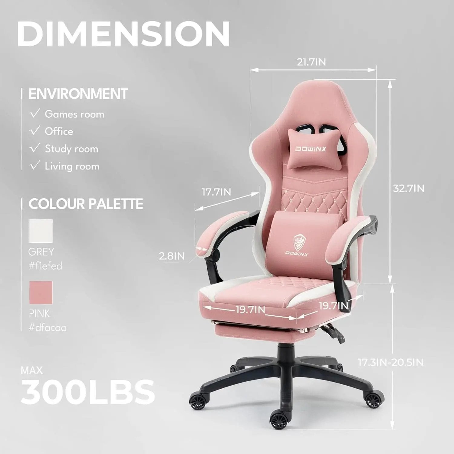 Pink Gaming Chair With Pocket Spring Cushion For Comfort from PriceLows™