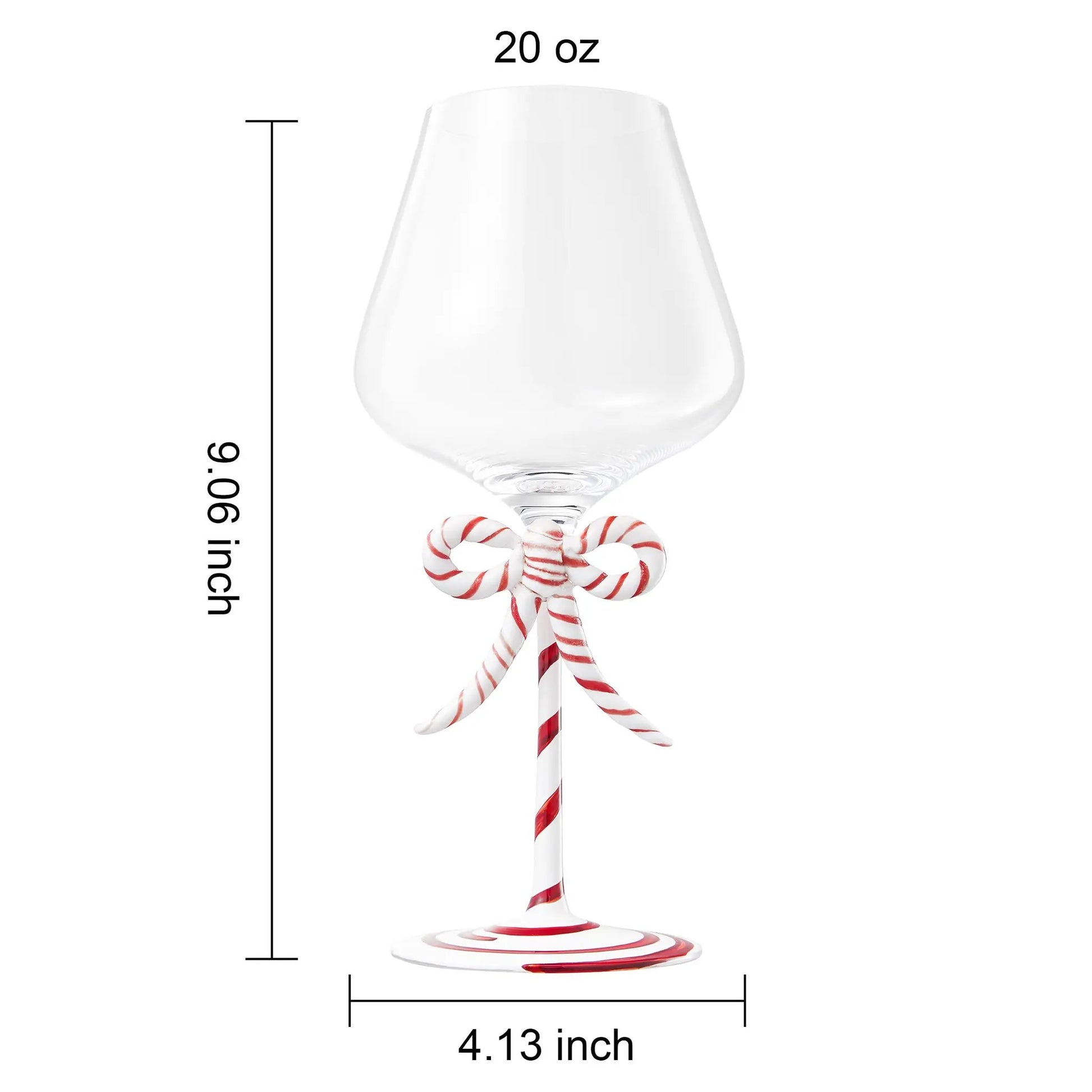 Khen Christmas Candy Cane Bow Wine Glasses - Set of 2 from PriceLows™