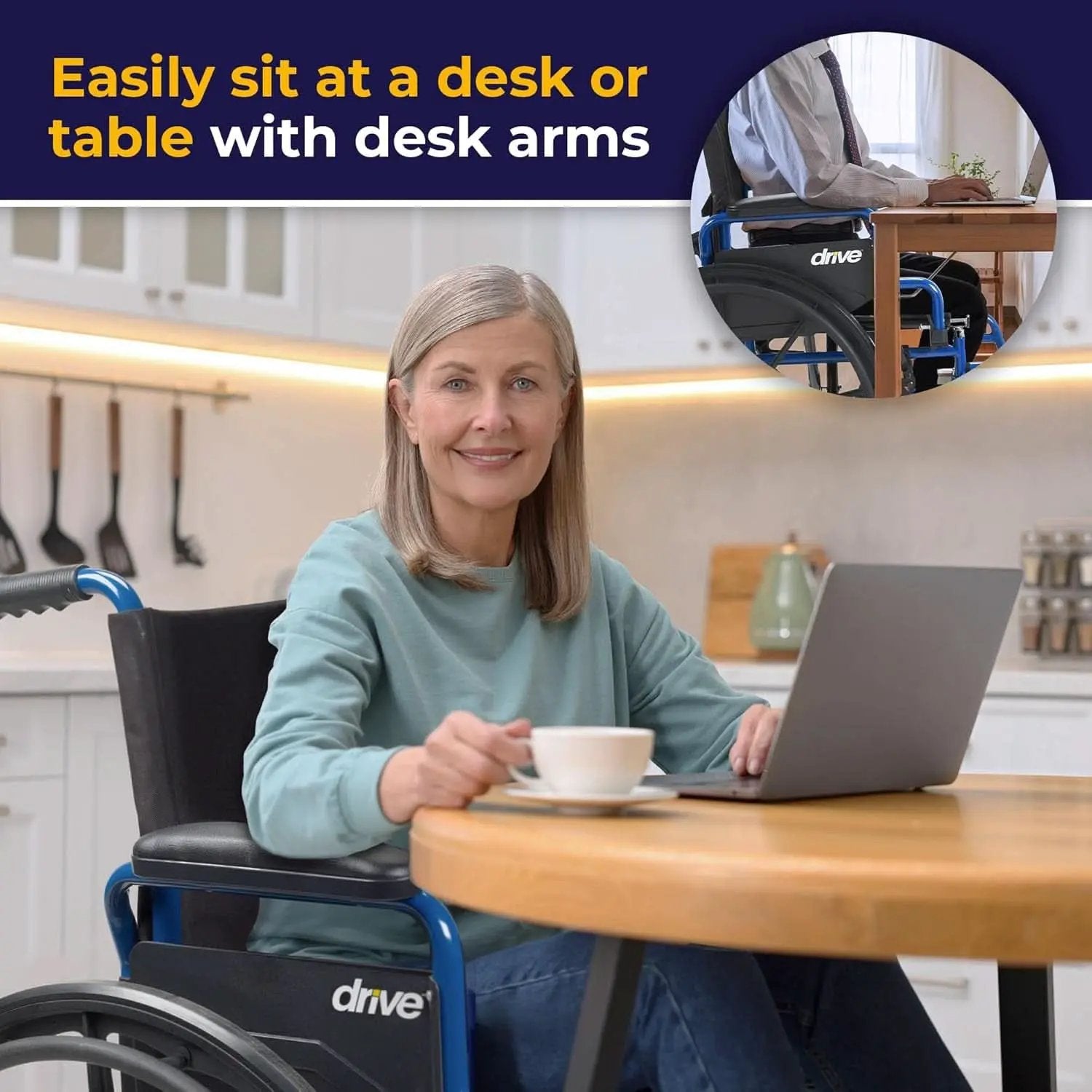 Blue Streak Folding Wheelchair With Flip Back Desk Arms 20 Inch Seat from PriceLows™