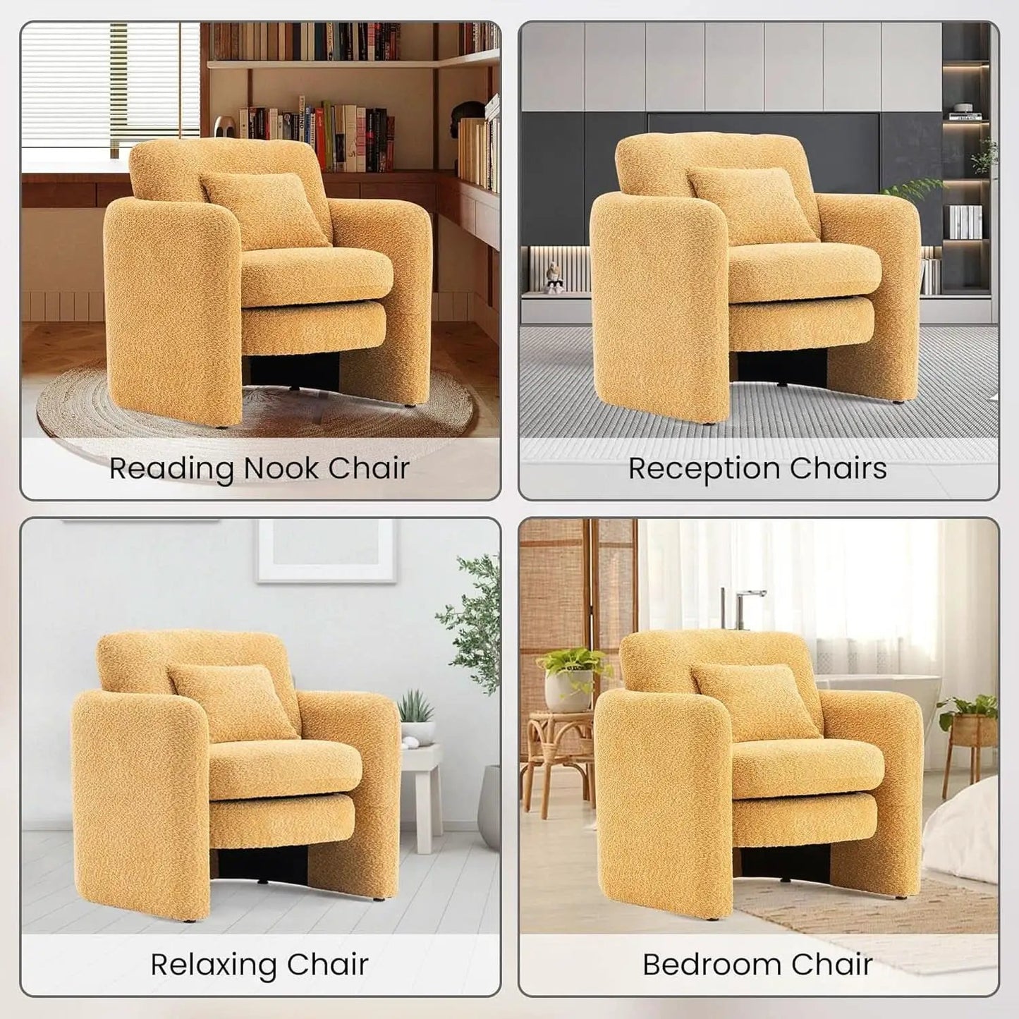 Oversized Accent Chair Yellow Chenille Armchair Living from PriceLows™