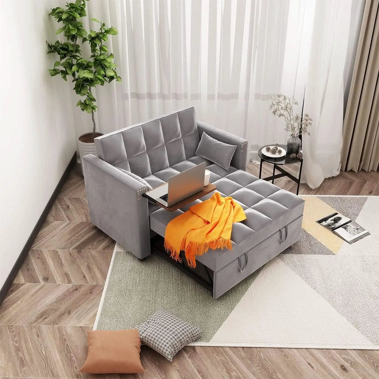 Velvet Sleeper Sofa With Hidden Table For Small Spaces from PriceLows™