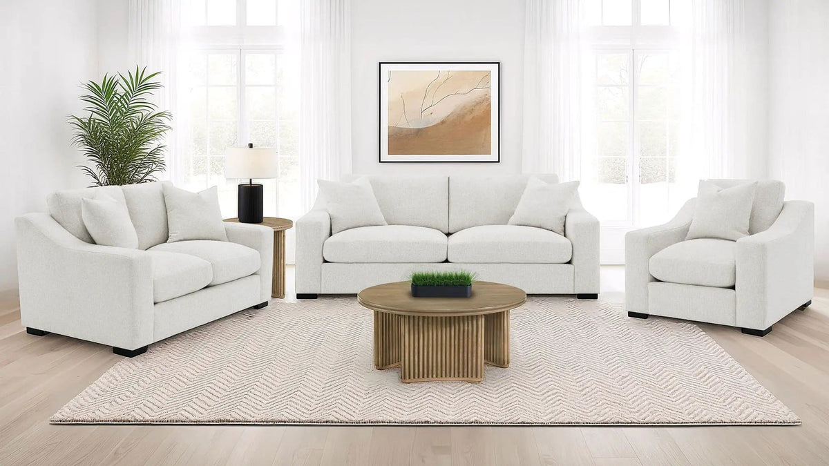 Ashlyn 3-piece Upholstered Track Arm Sofa Set Sand | 3-Piece Set | Solid Wood | Living Room