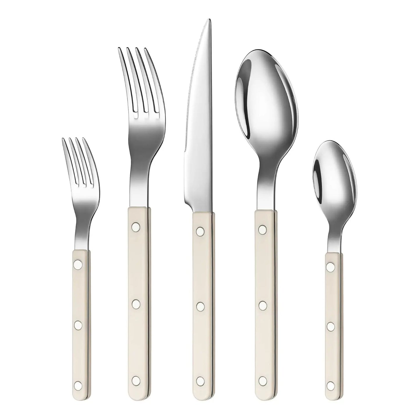 Khen Cream Cutlery Set of 20 –18/8 Stainless Steel Flatware from PriceLows™