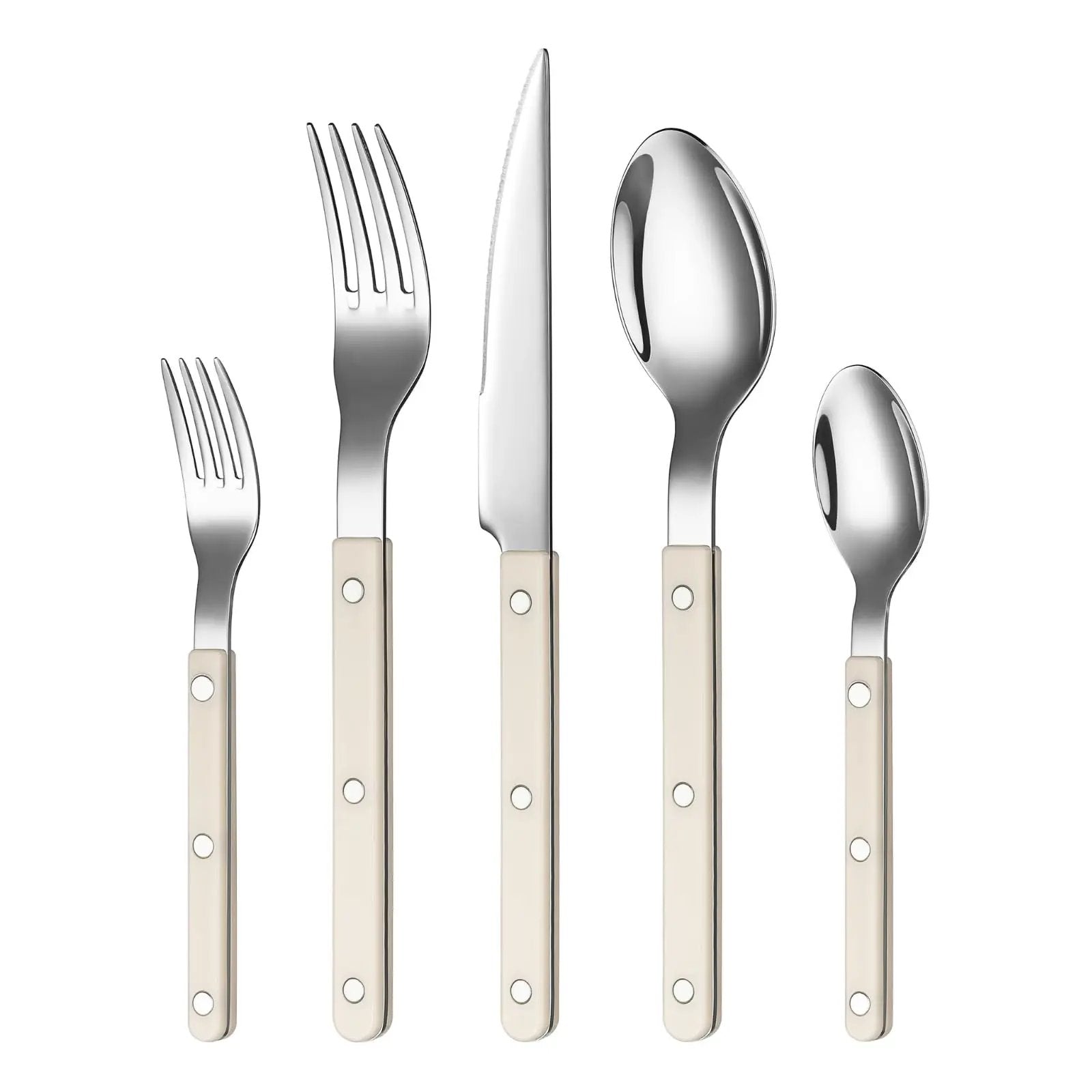 Khen Cream Cutlery Set of 20 –18/8 Stainless Steel Flatware from PriceLows™