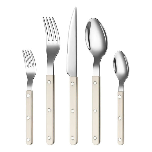 Khen Cream Cutlery Set of 20 –18/8 Stainless Steel Flatware from PriceLows™