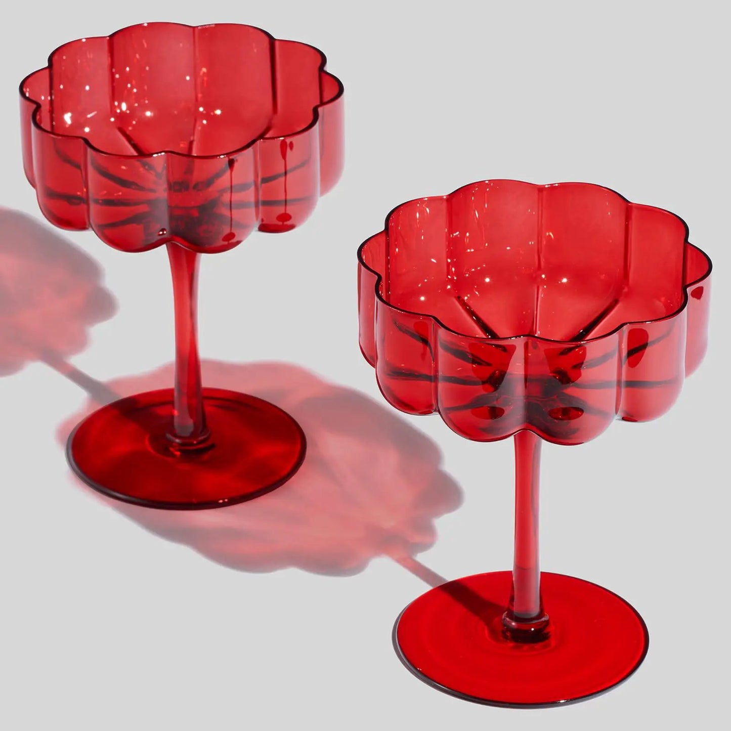 Flower Vintage Wavy Glass Coupes Martini, Champagne & Cocktail Coupes - Set of 2 from PriceLows™
