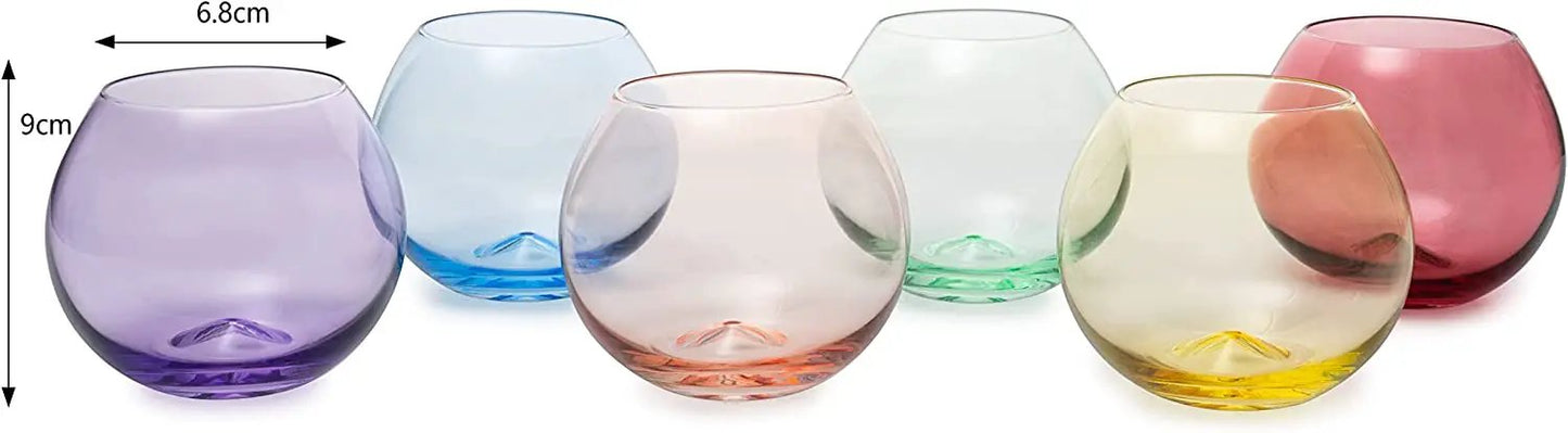 Vibes Colored Wine Glass Set, Large 12oz (Stemless Bubble) from PriceLows™