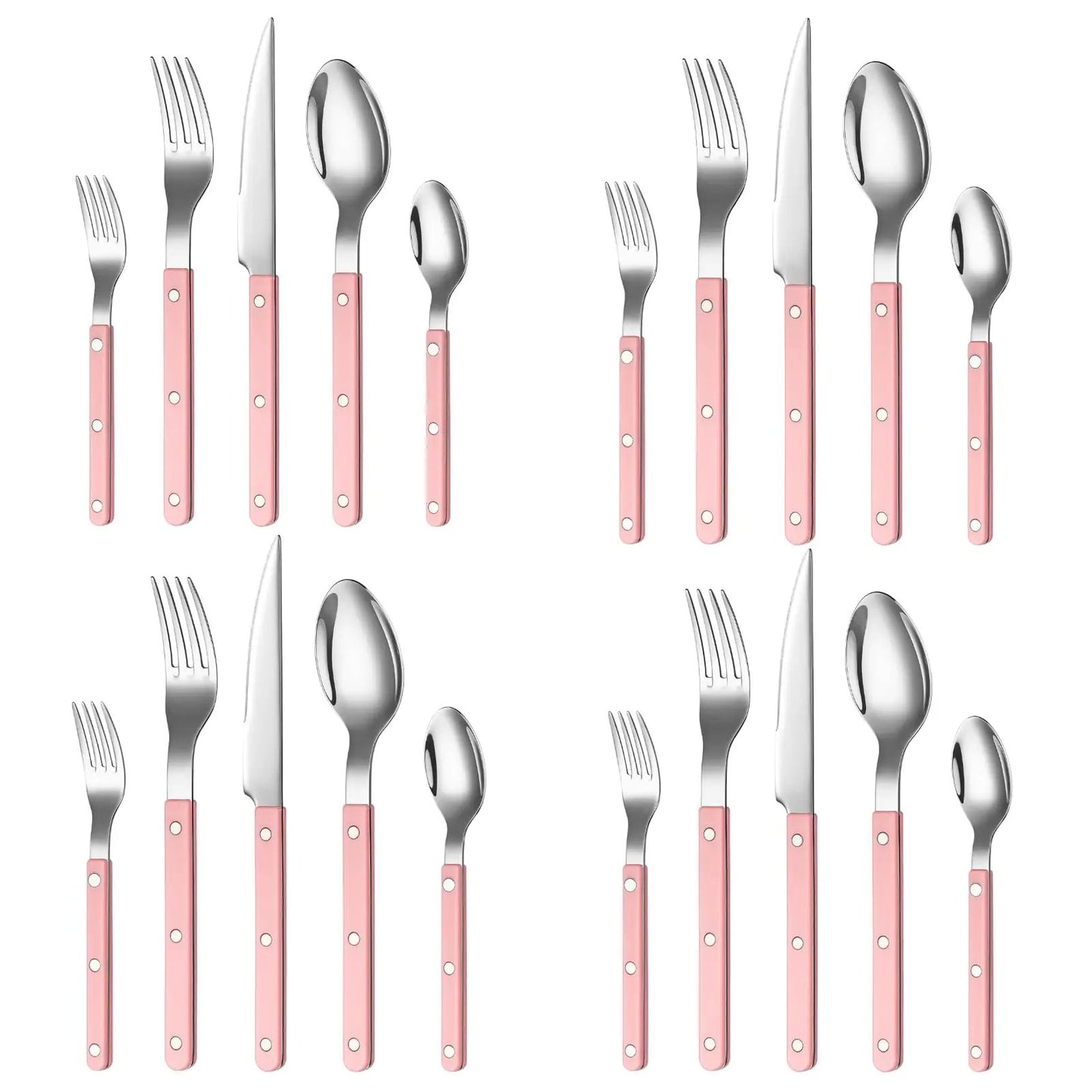 Khen Pink Cutlery Set of 20 –18/8 Stainless Steel Flatware from PriceLows™
