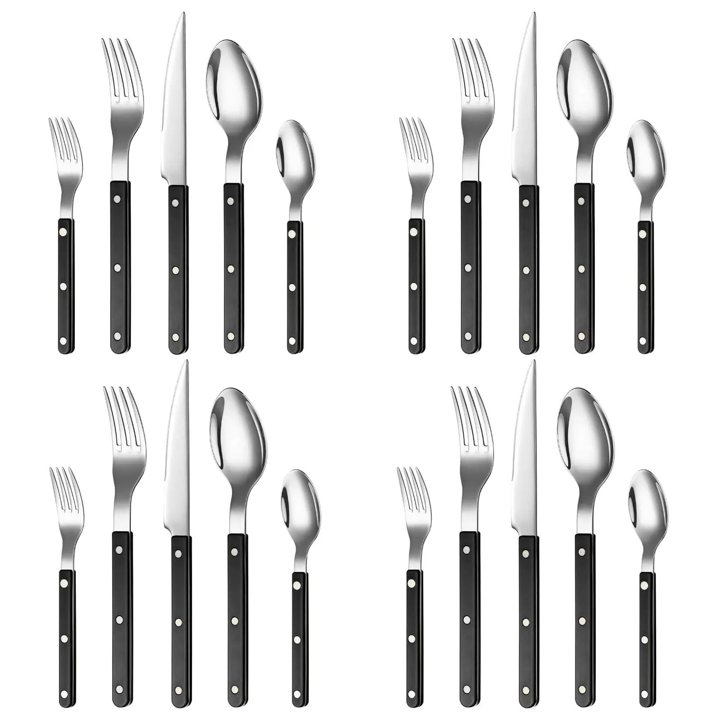 Khen Black Cutlery Set of 20 –18/8 Stainless Steel Flatware from PriceLows™