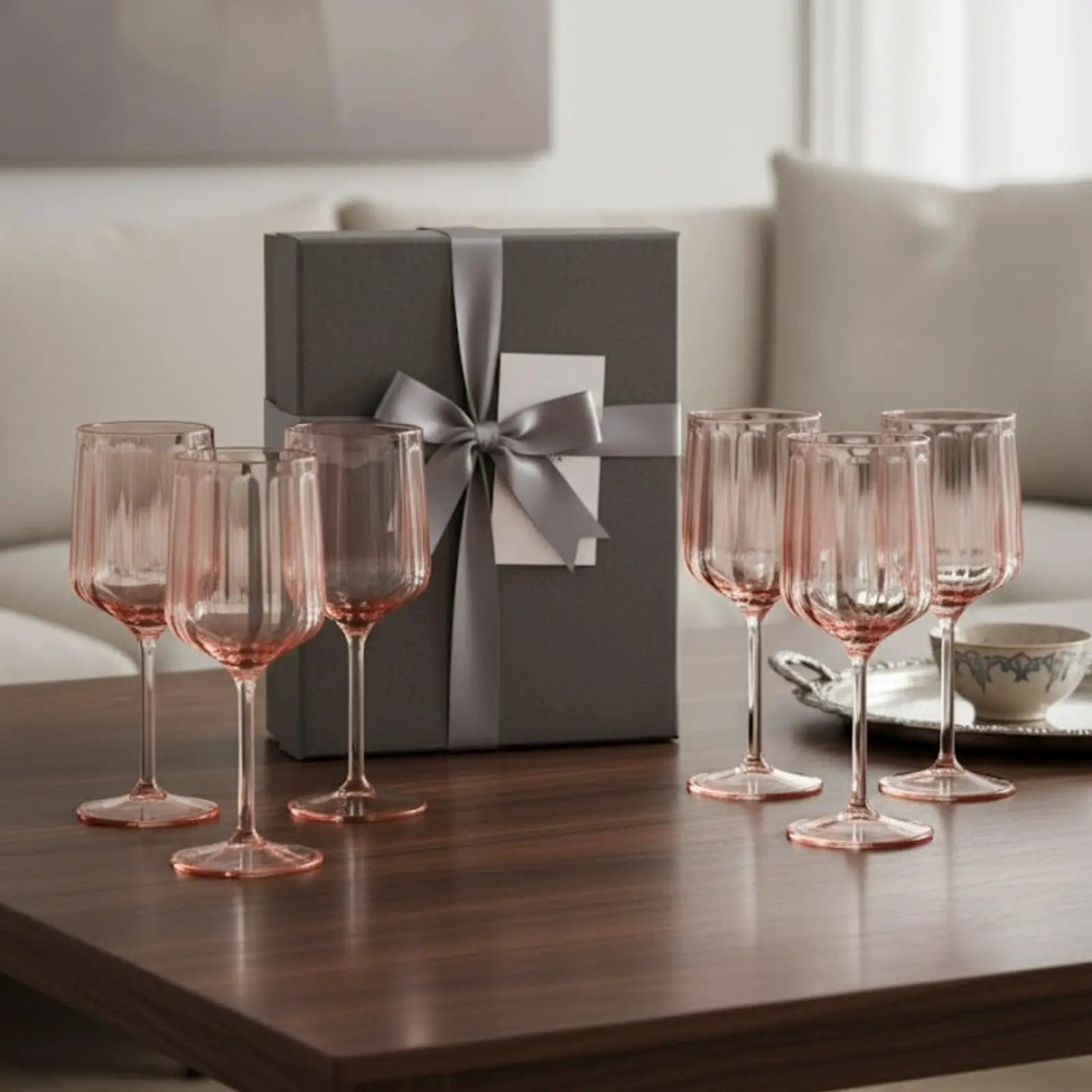 Khen Acrylic Lucia Stemmed Goblets - Set of 6 |14oz | Pink from PriceLows™