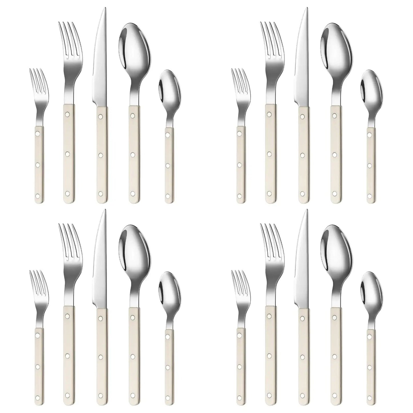 Khen Cream Cutlery Set of 20 –18/8 Stainless Steel Flatware from PriceLows™