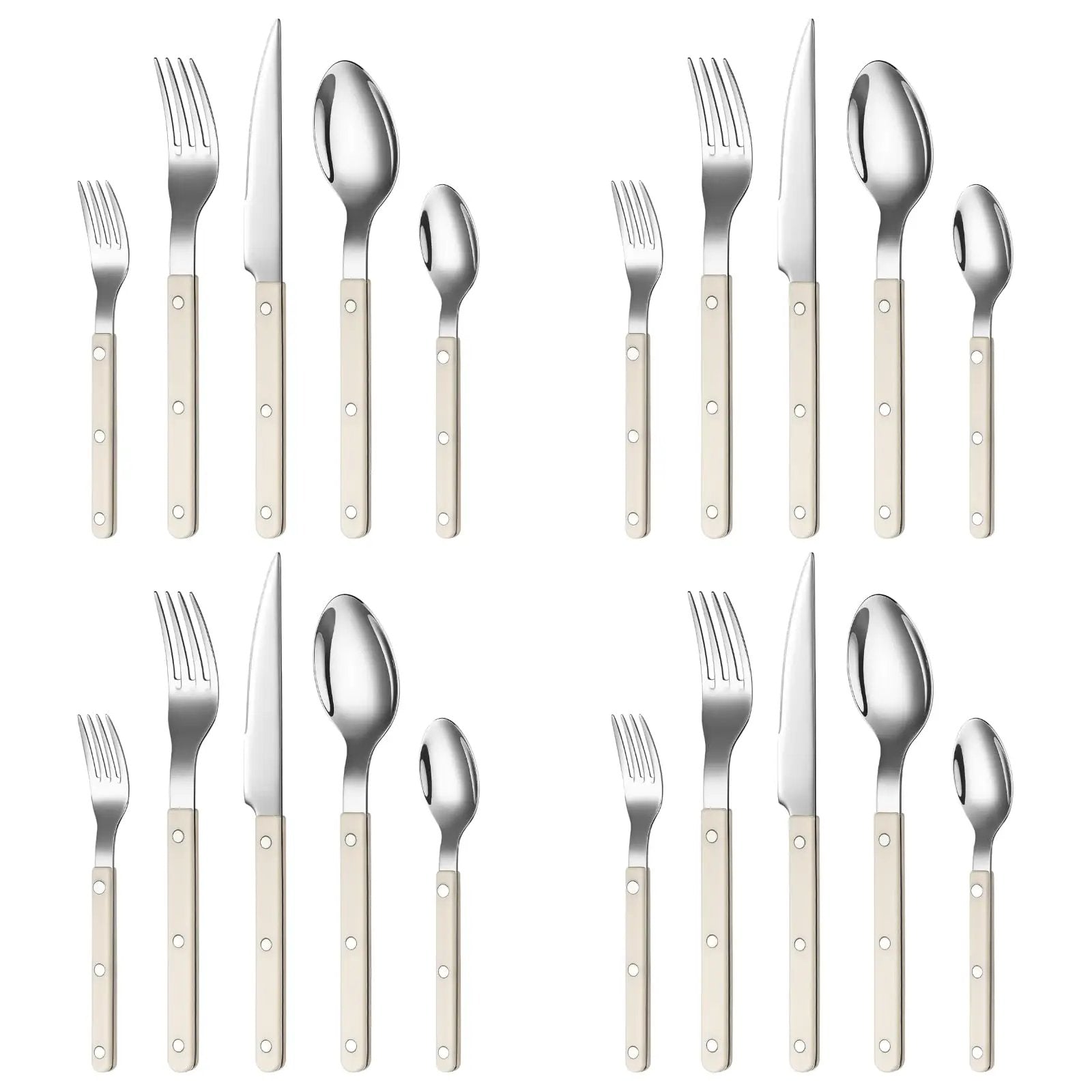 Khen Cream Cutlery Set of 20 –18/8 Stainless Steel Flatware from PriceLows™