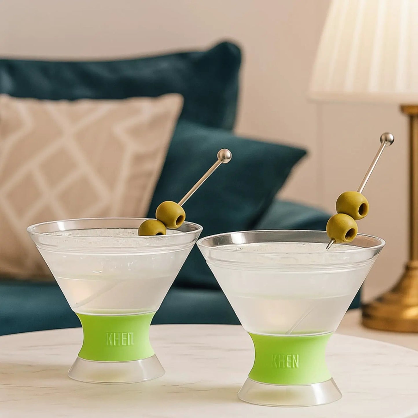 Khen Cooling Martini Glasses – Double-Wall Insulated 10 oz Cocktail Glasses with Frosted Base from PriceLows™