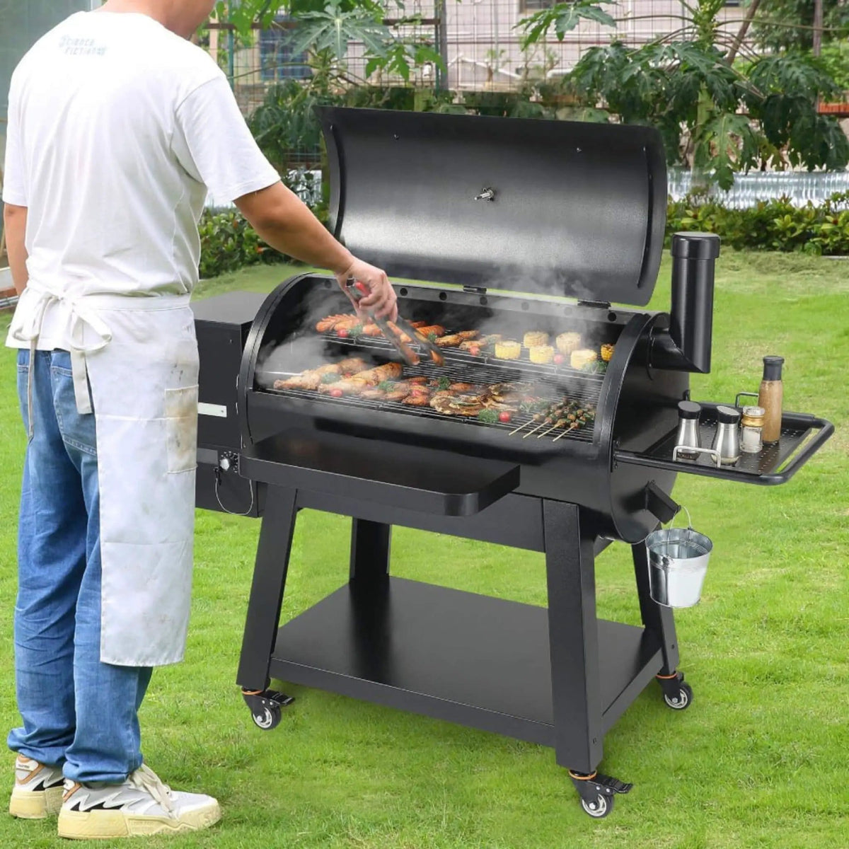 62-Inch Heavy-Duty Portable Wood Pellet BBQ Grill With Cart | 62 Inch | Wood | Outdoor Grill