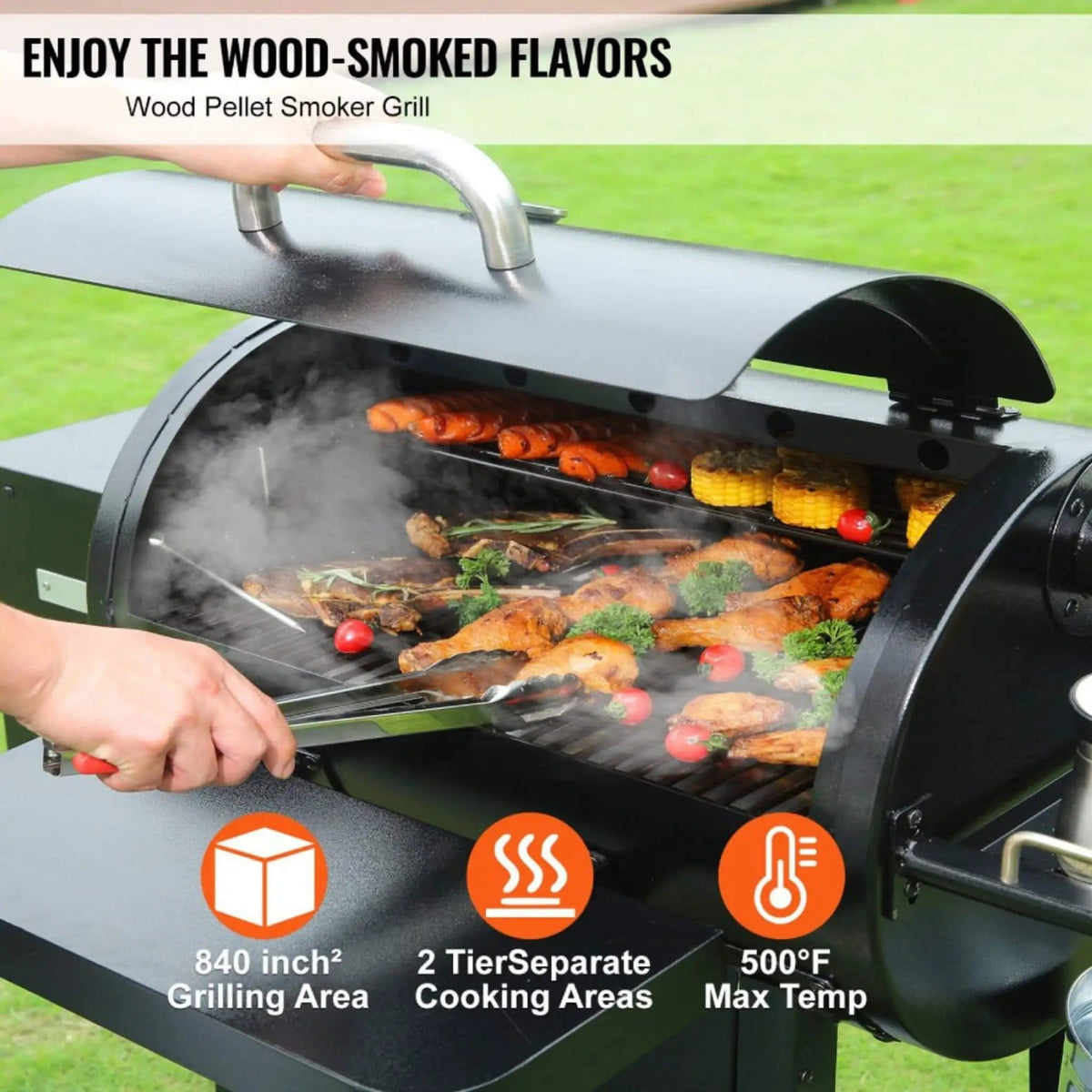 62-Inch Heavy-Duty Portable Wood Pellet BBQ Grill With Cart | 62 Inch | Wood | Outdoor Grill