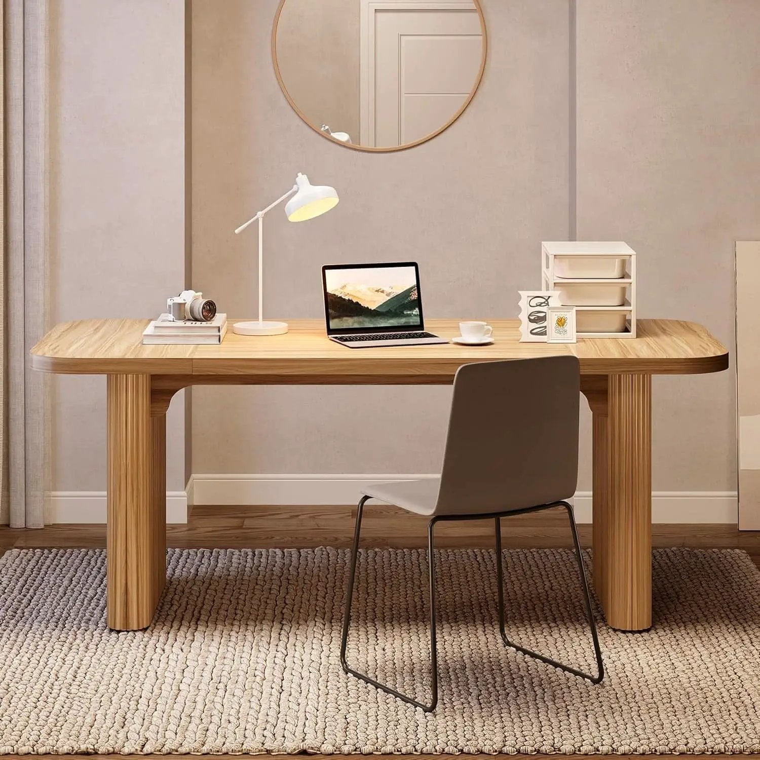 62 Inch Home Office Computer Desk Textured Double Base from PriceLows™