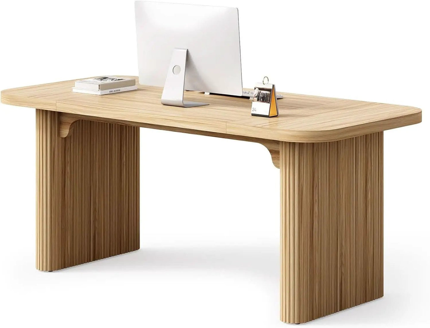 62 Inch Home Office Computer Desk Textured Double Base from PriceLows™