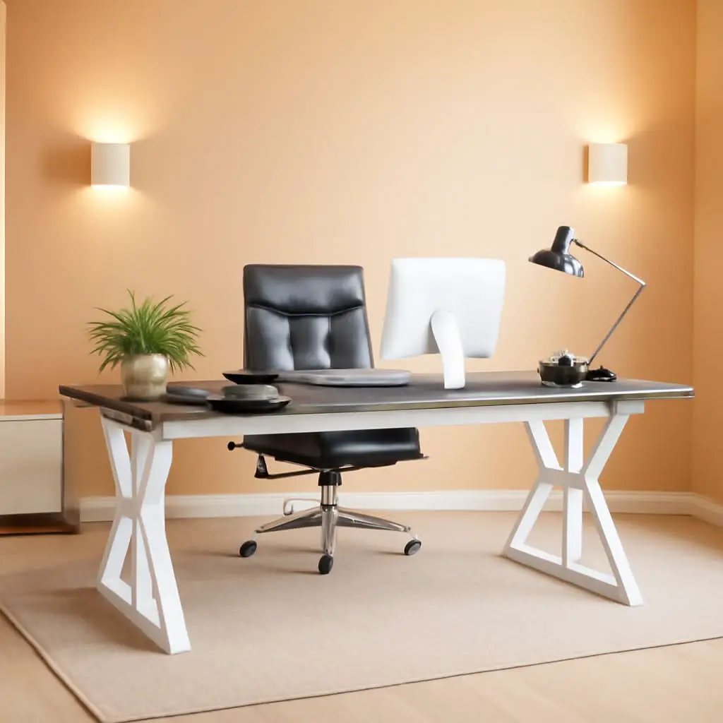 70.8 Inch Grey White Executive Desk Large Home Office from PriceLows™