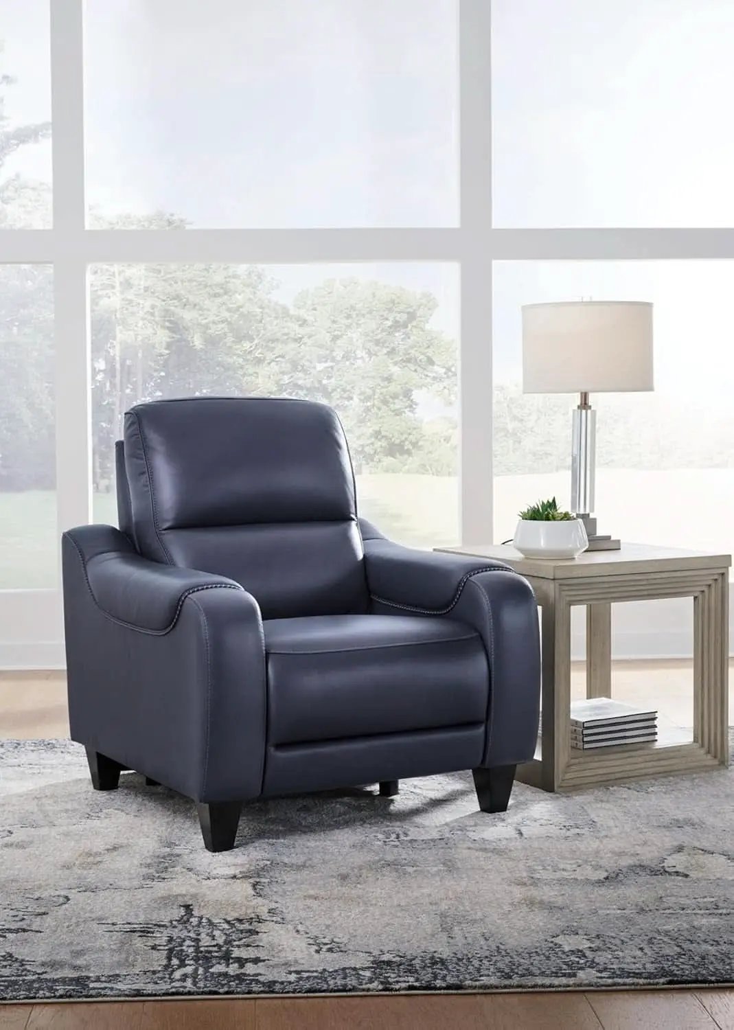 Blue Leather Wall Hugger Power Recliner With Usb Ports from PriceLows™