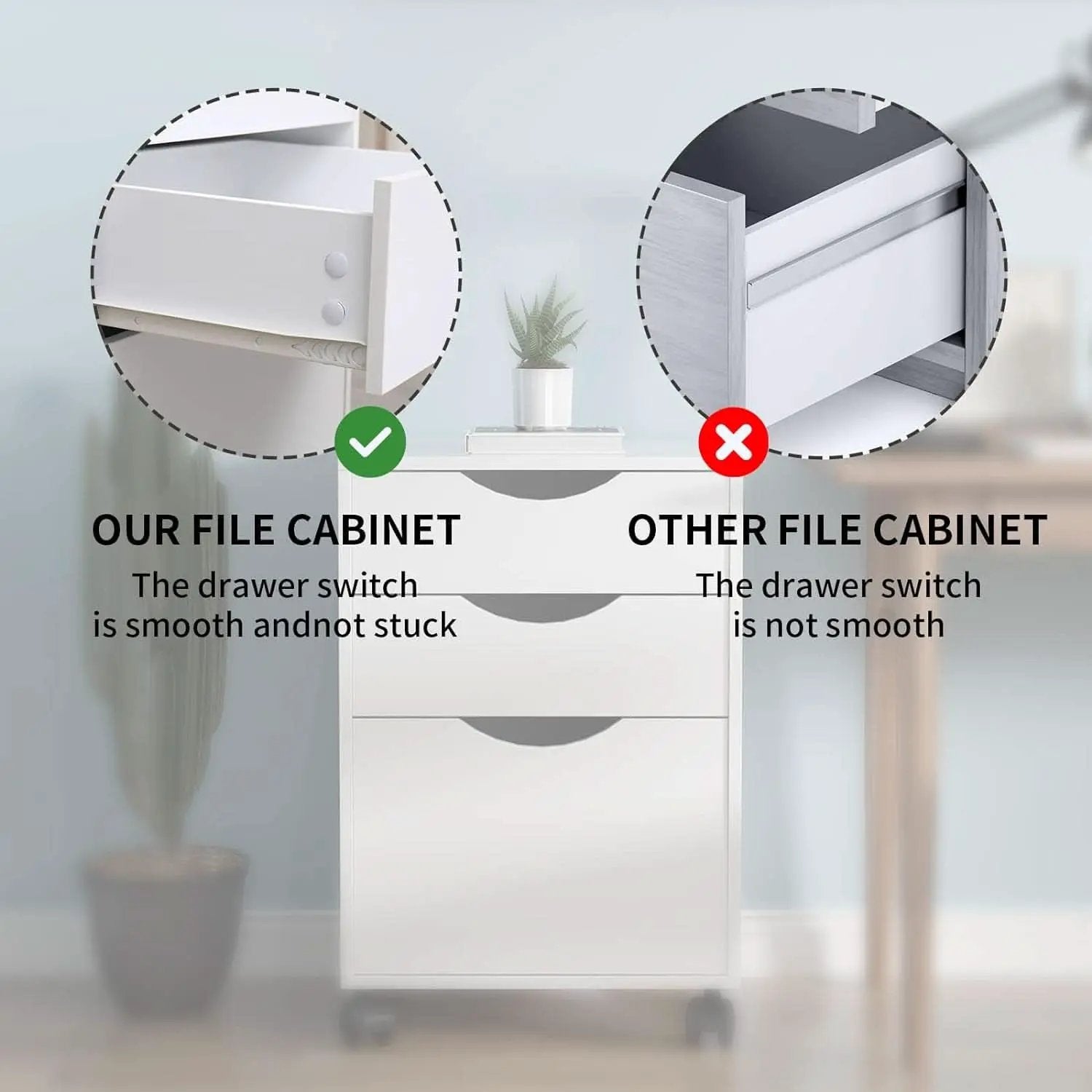 White Mobile File Cabinet 3 Drawer Office Storage Organizer from PriceLows™