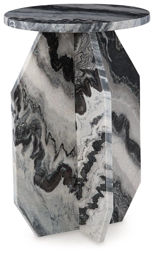 Wrenlane Accent Table | 15.13 x 15.13 x 23.25 in | Marble | Black / White / Taupe