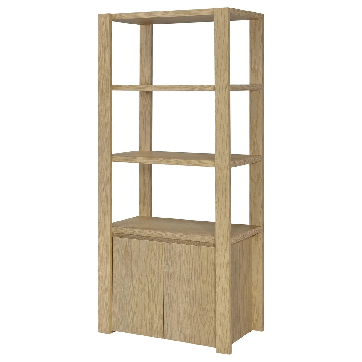 Laurelton 3-shelf Media Tower Tall Pier Cabinet | 31.5 x 17.5 x 70.75 in | Engineered Wood & Veneer | Light Oak