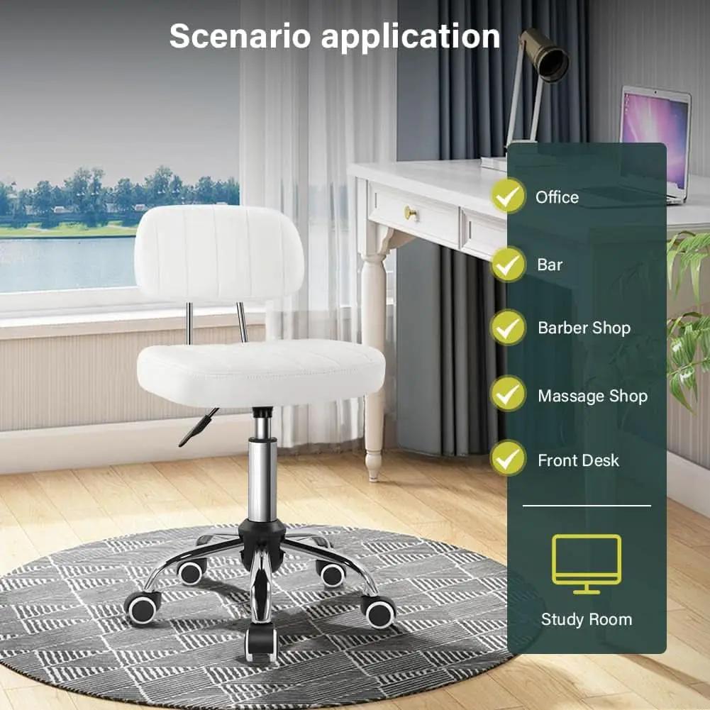 Height Adjustable Swivel Office Stool With Wheels And Back from PriceLows™
