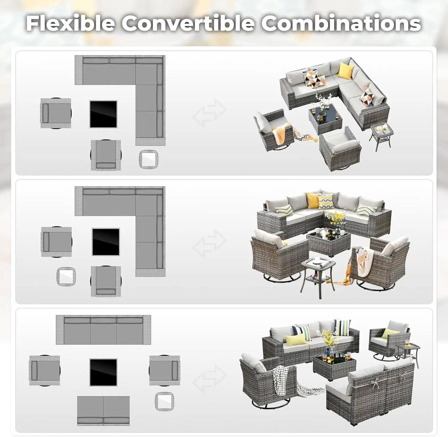 Modern Modular Outdoor Wicker Sectional Sofa Set from PriceLows™