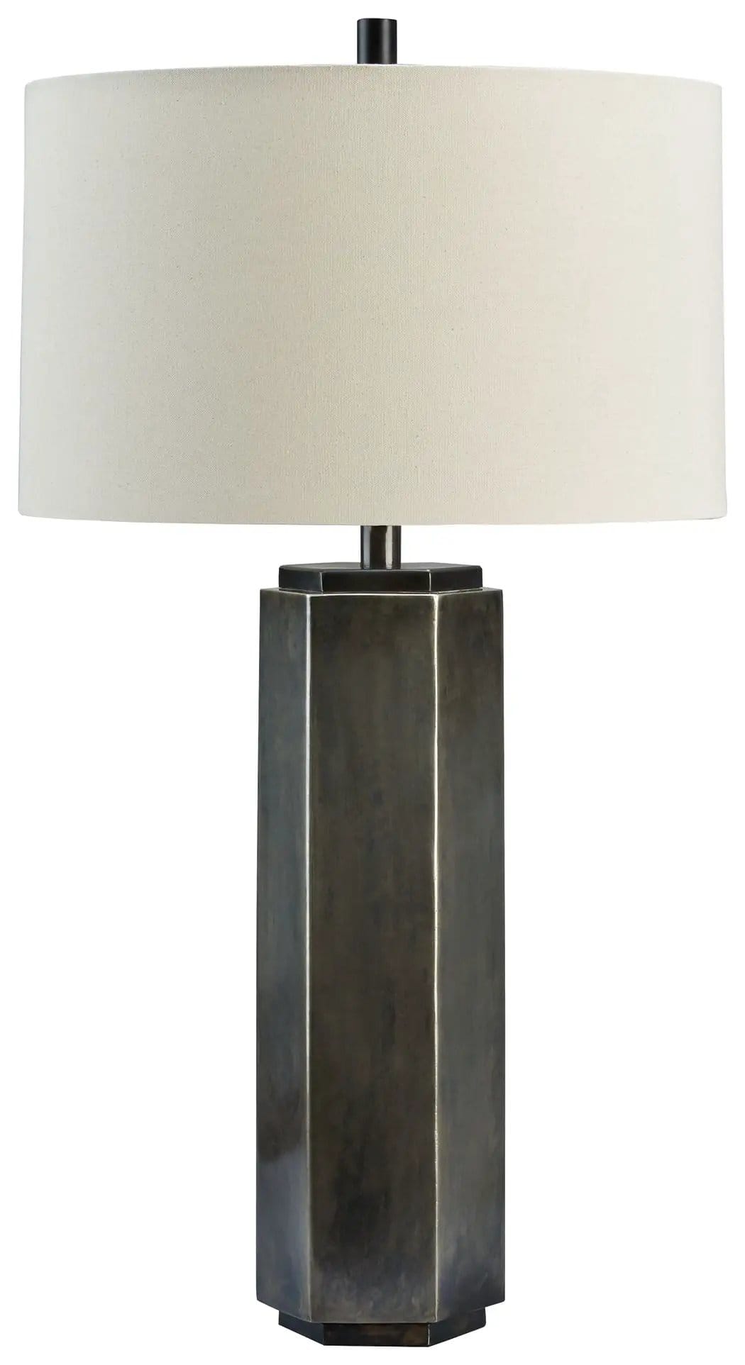 Dirkton Metal Table Lamp | 17.13 x 17.13 x 31.38 in | Fabric & Metal | Antique Pewter Finish