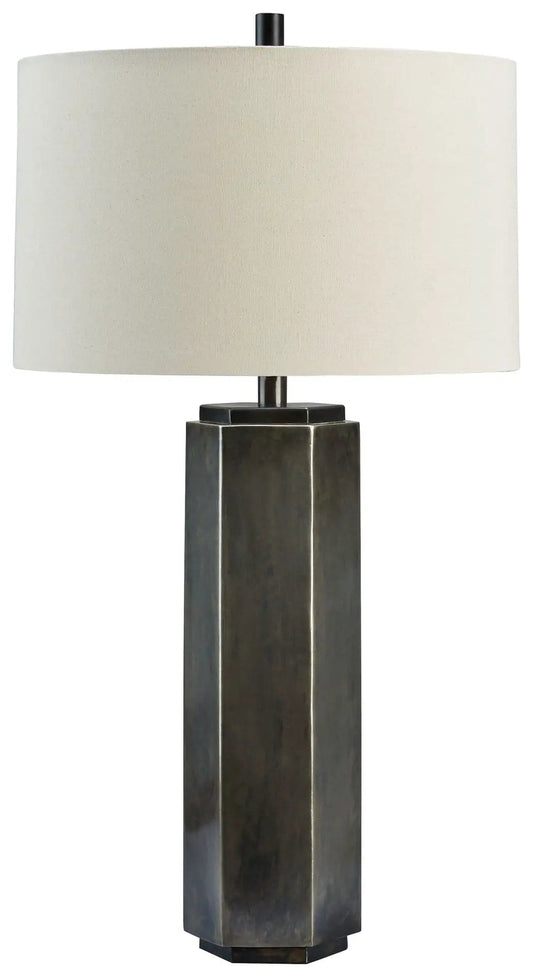Dirkton Metal Table Lamp | 17.13 x 17.13 x 31.38 in | Fabric & Metal | Antique Pewter Finish