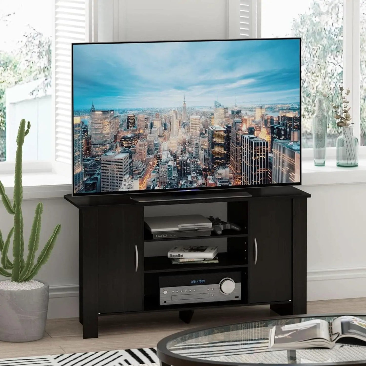 Econ Espresso TV Stand With Concealed Storage And Shelves from PriceLows™
