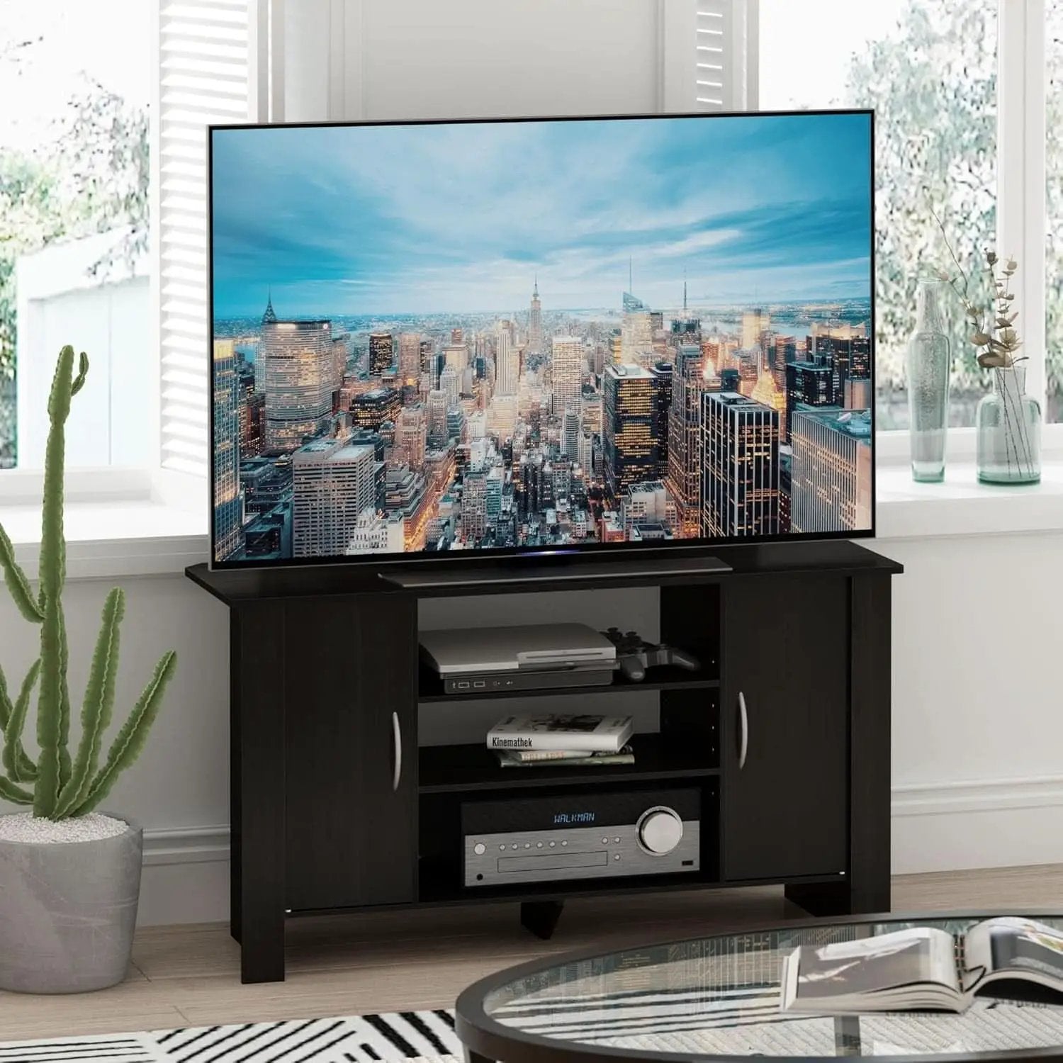 Econ Espresso TV Stand With Concealed Storage And Shelves from PriceLows™