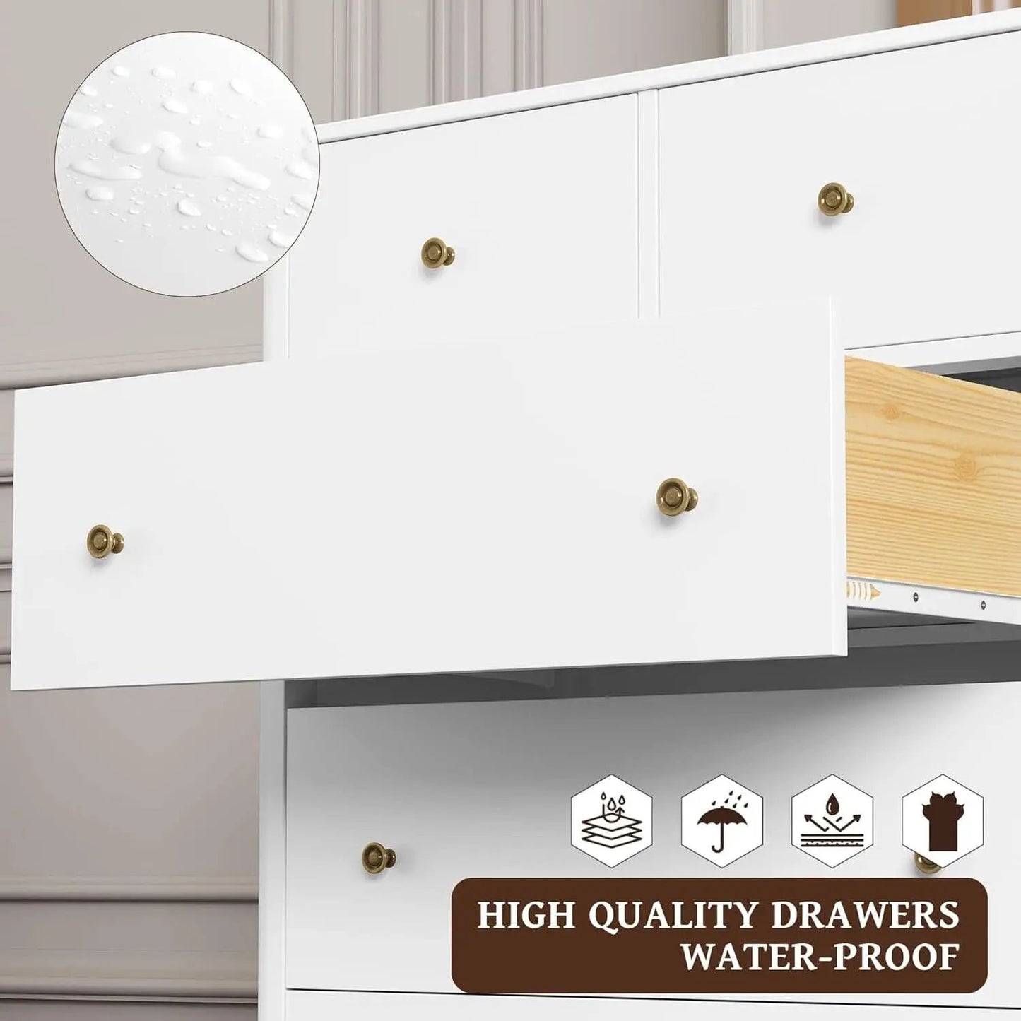 White Five Drawer Dresser For Bedroom Organization from PriceLows™