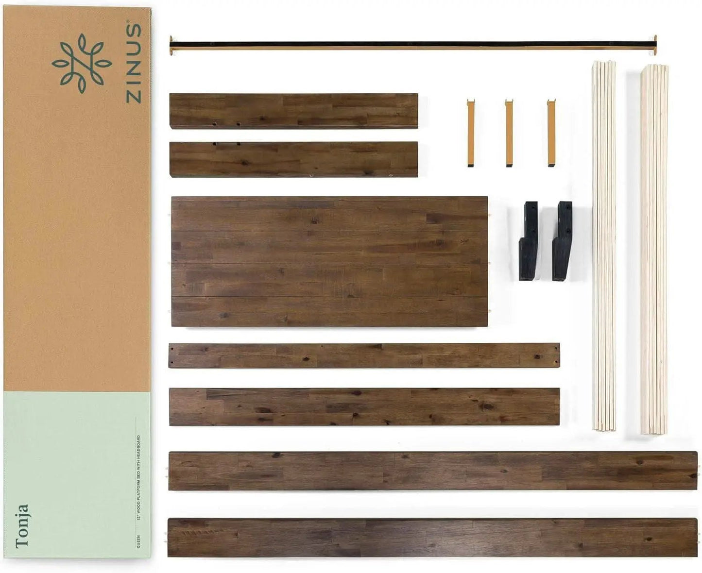 Queen Size Solid Wood Platform Bed Frame With Headboard from PriceLows™