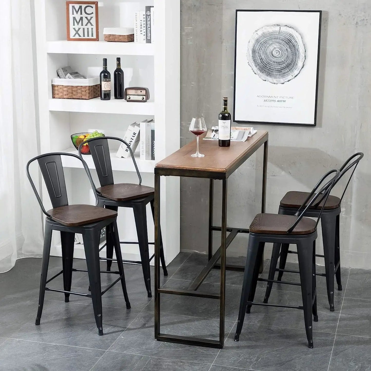 Counter Height Swivel Bar Chairs With Back Set Of 4 from PriceLows™