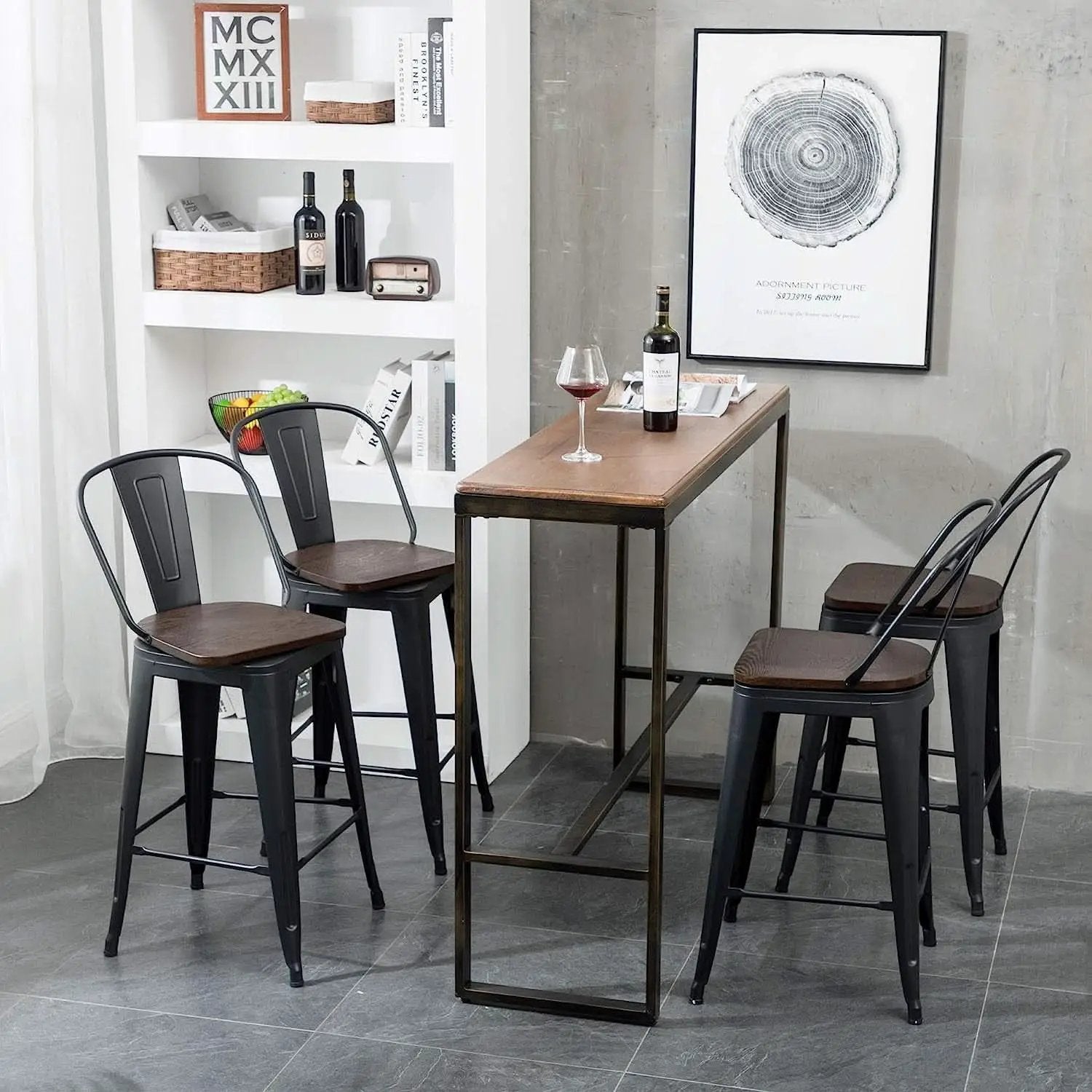 Counter Height Swivel Bar Chairs With Back Set Of 4 from PriceLows™
