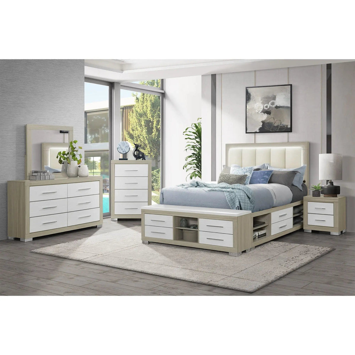 Elsa Mirror With Sleek Frame | 2 Pieces | Solid Wood | Home