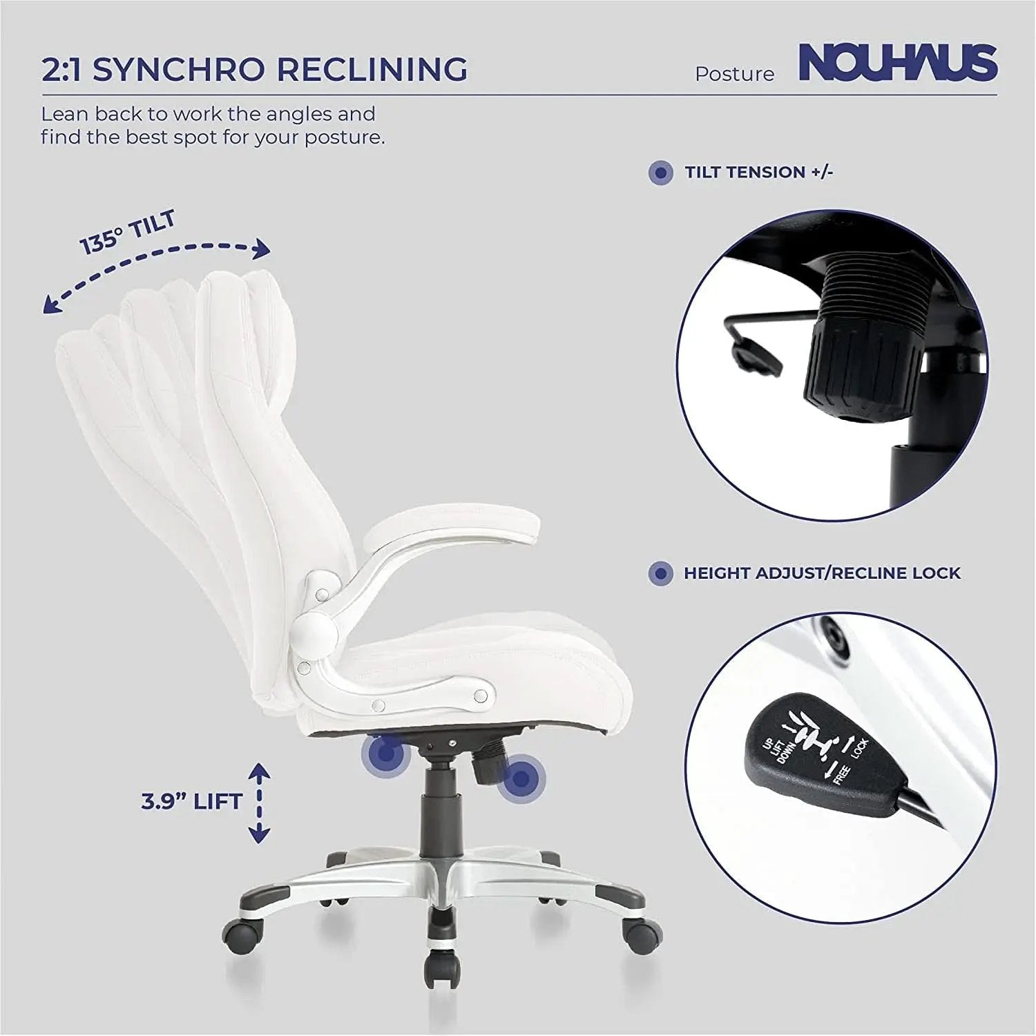 Nouhaus Ergonomic Office Chair With Lumbar Support And FlipAdjust Armrests from PriceLows™