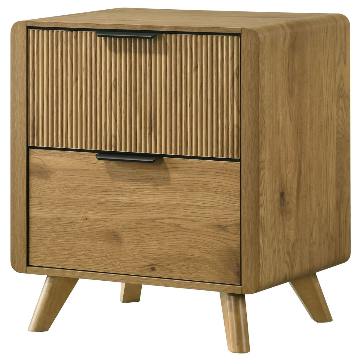 Bennett 2-drawer Bedroom Nightstand Bedside Table | 23.75 x 16.5 x 26.5 in | Rubberwood & Engineered Wood | Light Oak