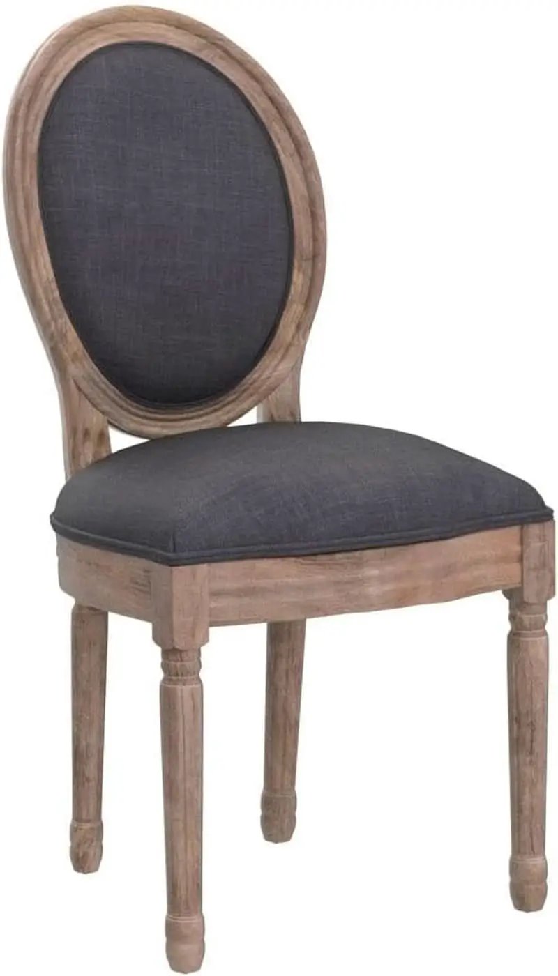 French Country Dining Chairs Set of 4 Oak Wood Round Back from PriceLows™