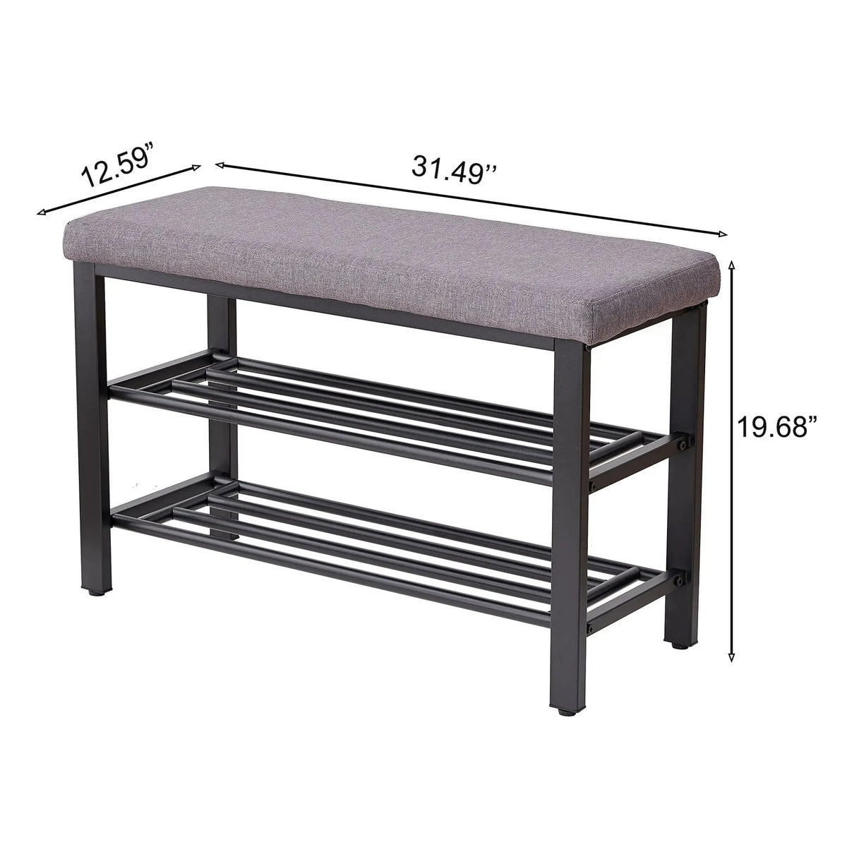 Entryway Shoe Bench | Cushioned Storage Seat | Durable Metal Frame | Hidden Storage Shelf