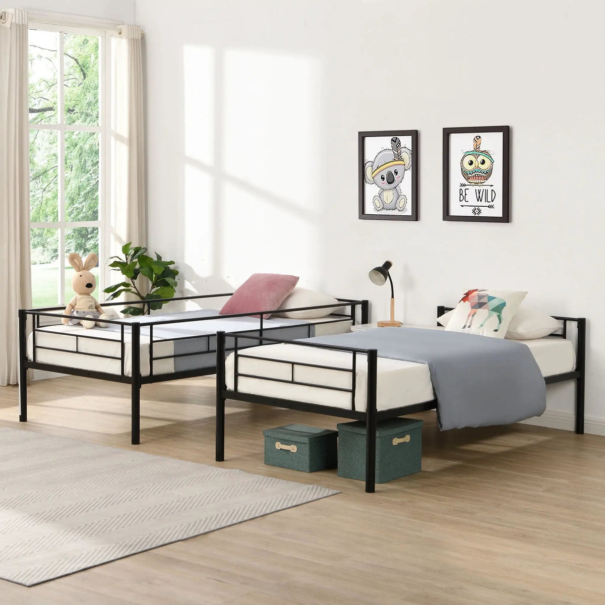 Bunk Bed With Trundle | Heavy Duty Steel | Space Saving | Twin Top