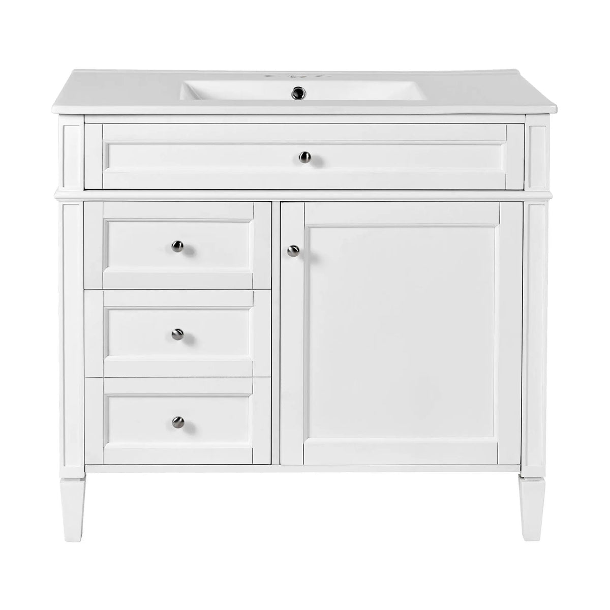 36 Inch Bathroom Vanity With Top Sink | 3 Drawers | Metal Drawer Slides | Ceramic Sink