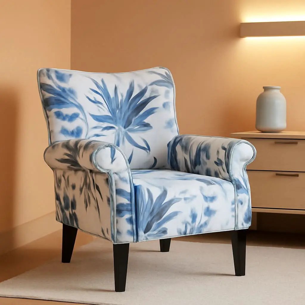 Wingback Upholstered Accent Chair Green Floral from PriceLows™
