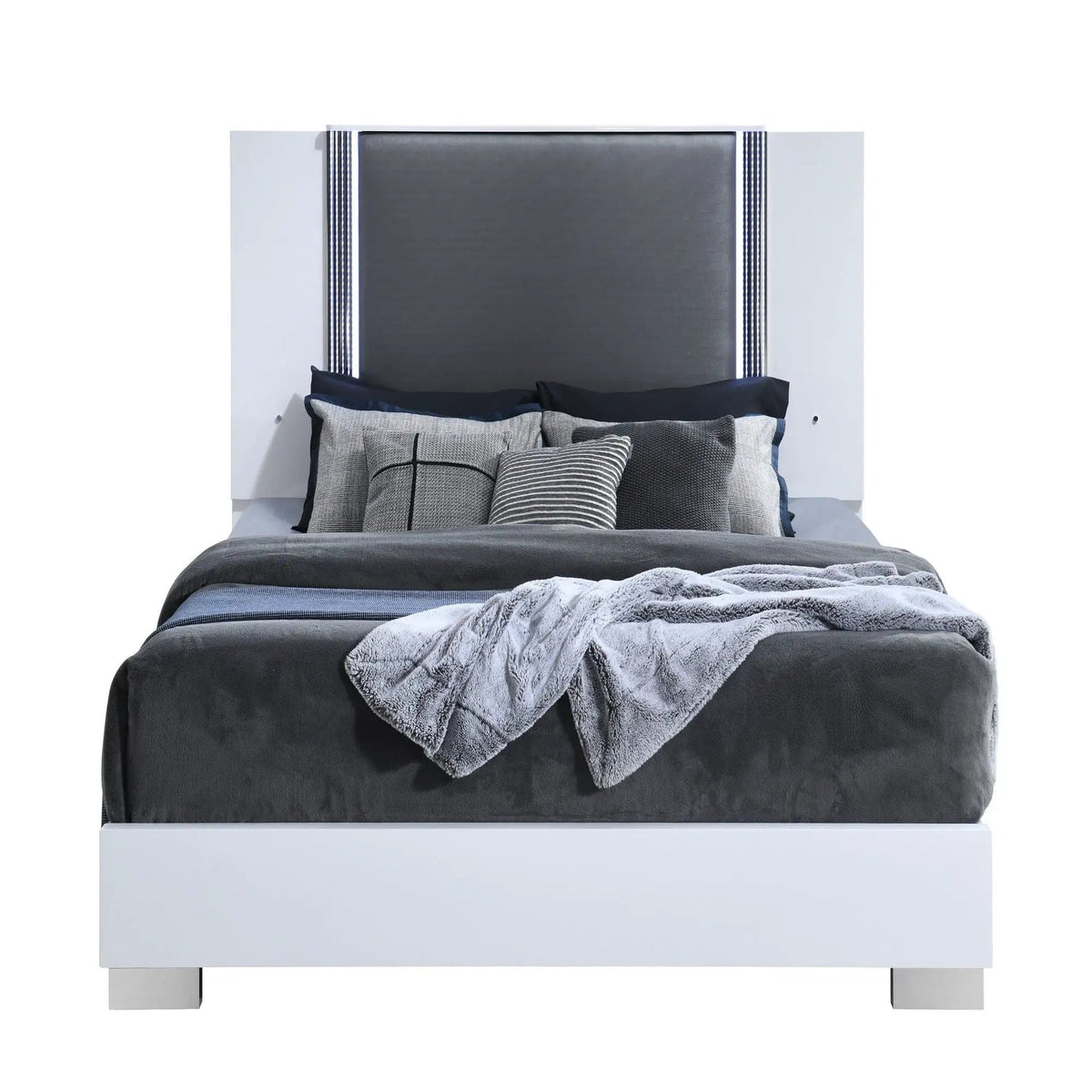 Moon Bed & LED Accent Lighting | 79.4 x 86.2 x 61 in | Solid Wood & Marble | Bedroom