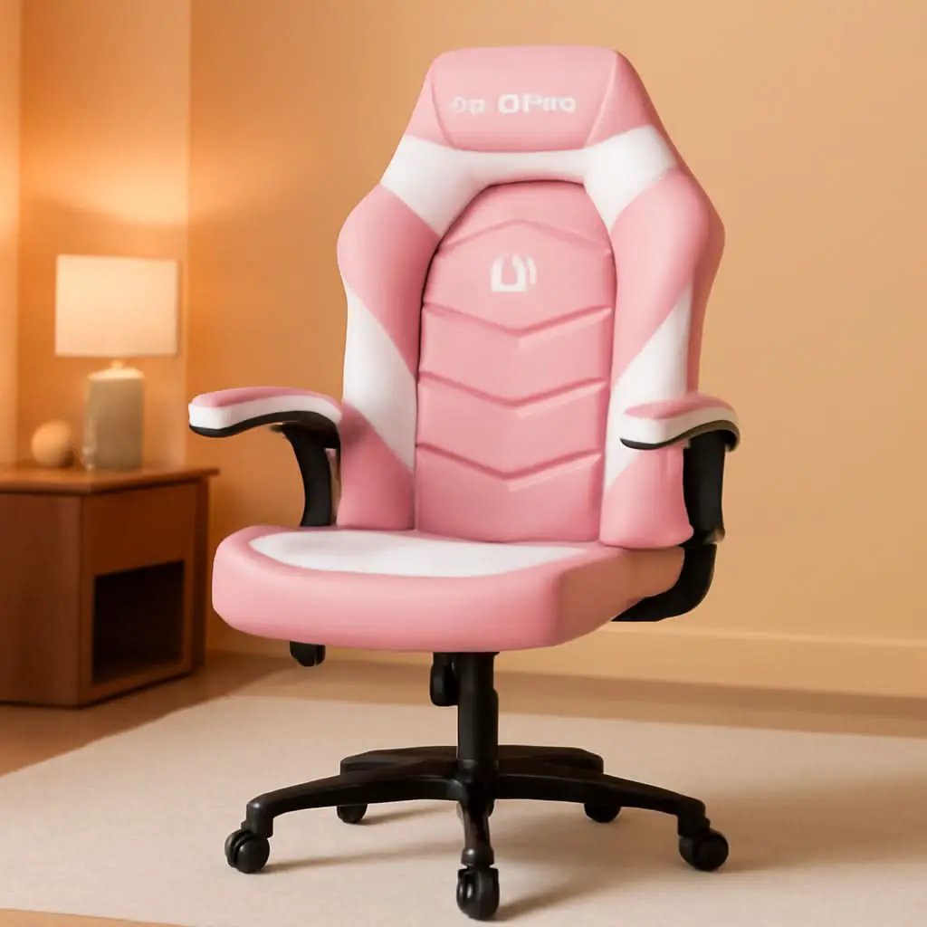 Pink Ergonomic Gaming Chair With Adjustable Lumbar Support from PriceLows™