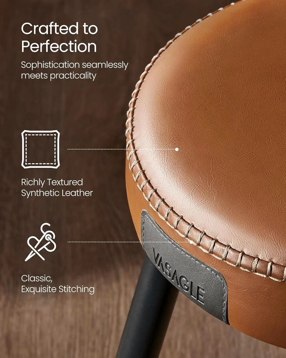 EKHO Backless Counter Height Bar Stools Set Of 2 24.8 Inch Tall Caramel Brown from PriceLows™
