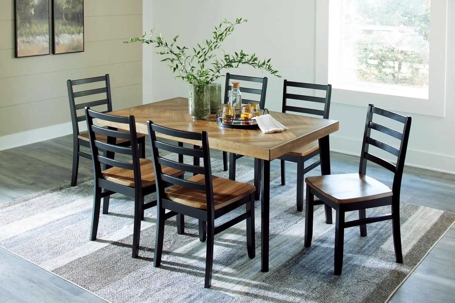 Blondon 60 Inch Solid Wood Dining Set Brown Finish Durable Construction from PriceLows™