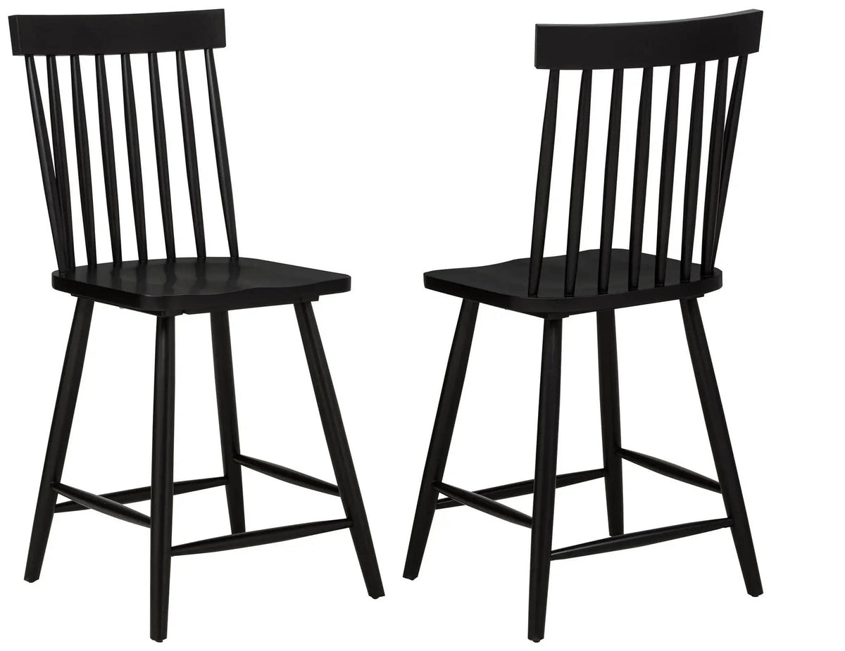 Andrews Windsor Counter Height Dining Side Chair Black (Set of 2) Counter Height | 19 x 22.75 x 43.25 in | Rubberwood & Veneer | Dining Room
